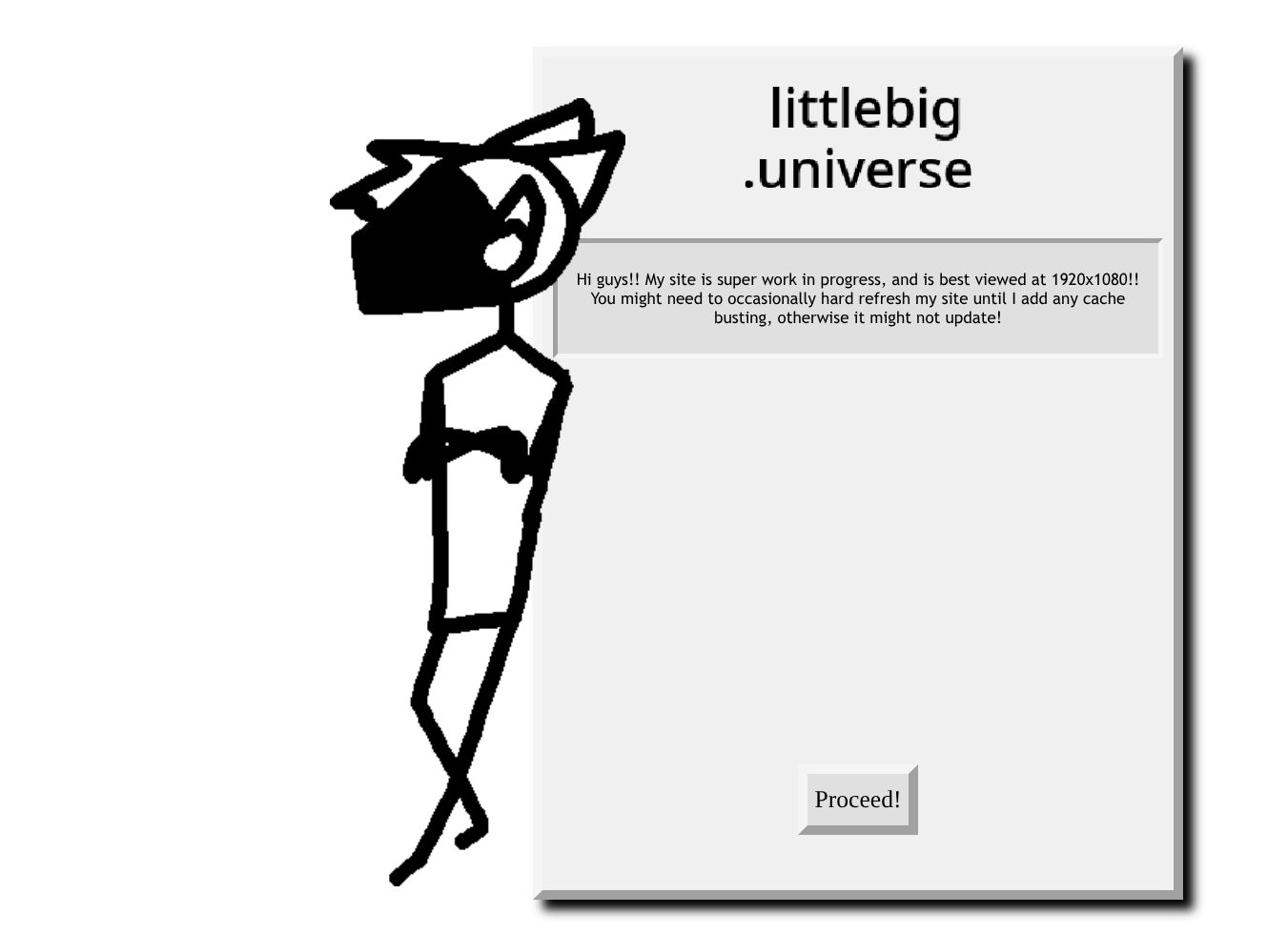 the beginnings of my welcome page